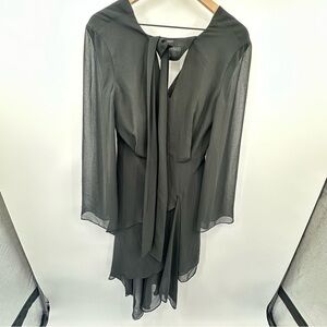 C/meo Collective Womens Make It Right Chiffon Dress Size Small Black Long Sleeve